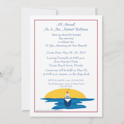 Kreuzfahrt Jubiläumsfeier - Sonnenuntergang einlad Einladung (Rückseite)