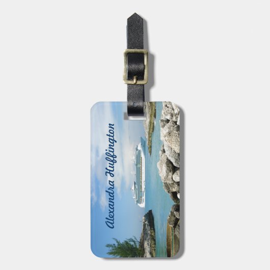 Kreuzfahrt-Schiff CocoCay am personalisierten Gepäckanhänger (Vorderseite vertikal)