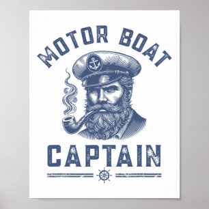 Kreuzfahrt-Shirts für Männer Motorboot-Kapitän Sch Poster