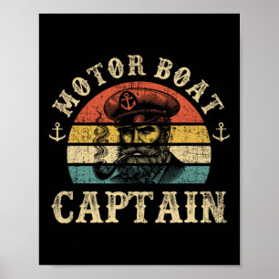Kreuzfahrt-Shirts für Männer Motorbootkapitän Poster