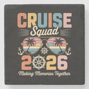 Kreuzfahrt-Truppe 2026 Familienurlaub Retro Vintag Steinuntersetzer