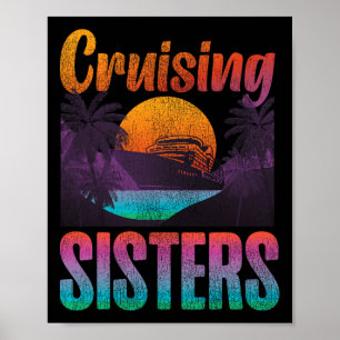 Kreuzfahrt Urlaub Schwester Mädchen Vintage Cruisi Poster