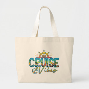 Kreuzfahrt-Vibes Strand Nautical-Tasche Jumbo Stoffbeutel
