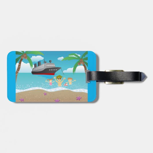 Kreuzfahrten mit der tropischen Familie Gepäckanhänger (Rückseite horizontal)