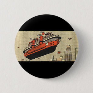 Kreuzfahrthubschrauber für Vintage Science Fiction Button