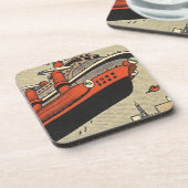 Kreuzfahrthubschrauber für Vintage Science Fiction Getränkeuntersetzer (Linke Seite)