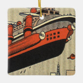 Kreuzfahrthubschrauber für Vintage Science Fiction Keramikornament (Vorderseite)
