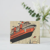 Kreuzfahrthubschrauber für Vintage Science Fiction Postkarte (Stehend Vorderseite)