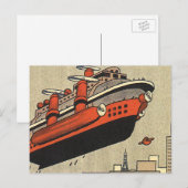 Kreuzfahrthubschrauber für Vintage Science Fiction Postkarte (Vorne/Hinten)