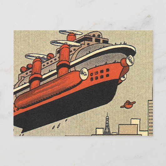 Kreuzfahrthubschrauber für Vintage Science Fiction Postkarte (Vorderseite)