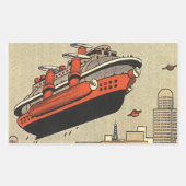 Kreuzfahrthubschrauber für Vintage Science Fiction Rechteckiger Aufkleber (Vorderseite)