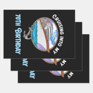 Kreuzfahrtliebhaber auf dem Weg zu meinem 70. Gebu Geschenkpapier Set