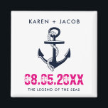 Kreuzfahrtmagnete für die Gastgeschenk Hochzeit vo Magnet<br><div class="desc">Hochzeitsvorstellungen auf nautischen Ankermagneten eines Kreuzfahrtschiffes. Passen Sie Ihre Namen,  Ihr Hochzeitstermin und Ihren Schiffsnamen an. Ein tolles Geschenk,  um Ihnen Hochzeitsgäste Zuhause zu schicken,  um sie an Ihre Hochzeitsreise zu erinnern. Ändern Sie den Stil,  die Größe oder die Farbe des Schriftartes,  um weitere Anpassungen vorzunehmen.</div>