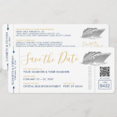 Kreuzfahrtpass Hochzeitsticket Silver Boarding Save The Date (Vorne/Hinten)