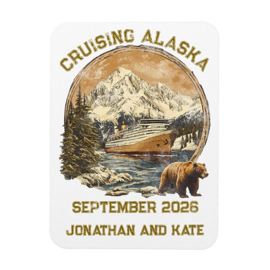 Kreuzfahrtschiff Alaska Retro gestörte Schiffstürm Magnet (Vertikal)