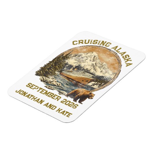 Kreuzfahrtschiff Alaska Retro gestörte Schiffstürm Magnet (Linke Seite)