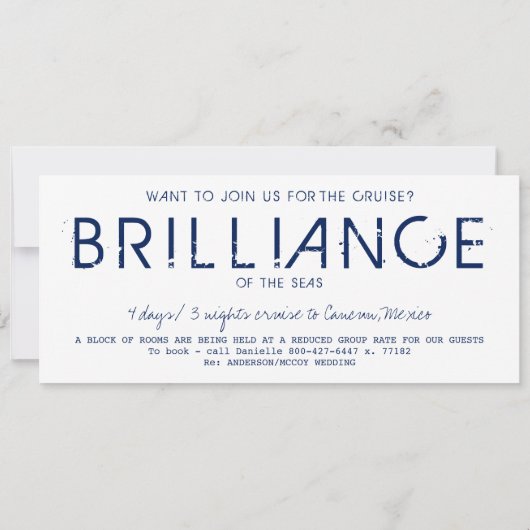 Kreuzfahrtschiff Anchor Boarding Pass Hochzeit Ein Einladung (Rückseite)