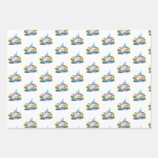 Kreuzfahrtschiff, Anker und Muscheln Geschenkpapier Set (Vorderseite)