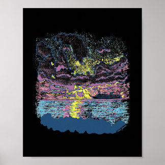 Kreuzfahrtschiff auf den Kaimaninseln bei Sonnenun Poster