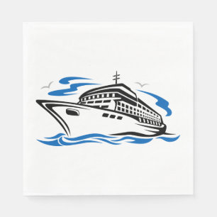 Kreuzfahrtschiff auf Ozeanwellen Schifffahrt Reise Serviette