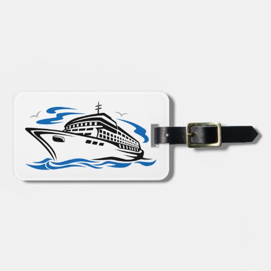 Kreuzfahrtschiff auf Seewellen Seefahrt Gepäckanhänger (Vorderseite horizontal)