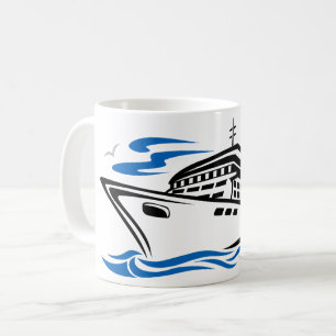 Kreuzfahrtschiff auf Seewellen Seefahrt Kaffeetasse