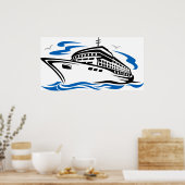 Kreuzfahrtschiff auf Seewellen Seefahrt Poster (Küche)
