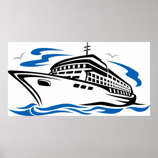 Kreuzfahrtschiff auf Seewellen Seefahrt Poster (Vorne)