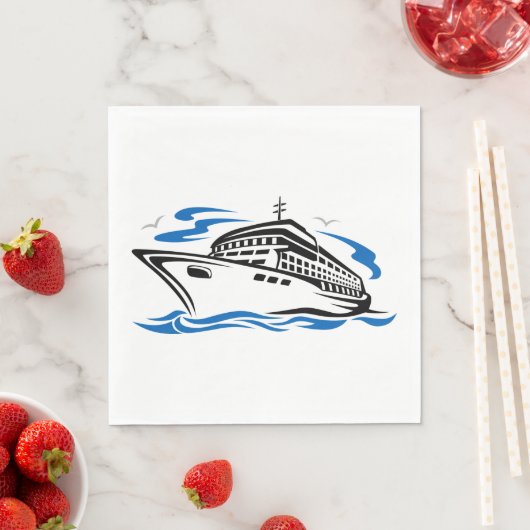 Kreuzfahrtschiff auf Seewellen Seefahrt Serviette (Beispiel)