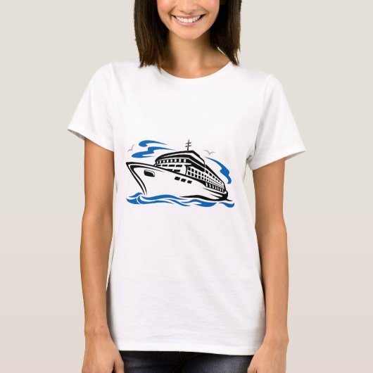 Kreuzfahrtschiff auf Seewellen Seefahrt T-Shirt (Vorderseite)