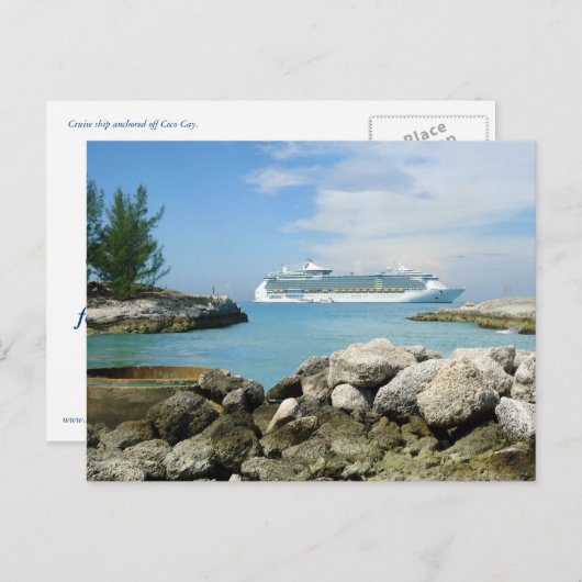 Kreuzfahrtschiff bei CocoCay Custom Postcard Postkarte (Vorne/Hinten)