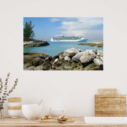 Kreuzfahrtschiff bei CocoCay Poster (Küche)