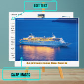 Kreuzfahrtschiff bei Sonnenuntergang Postkarte