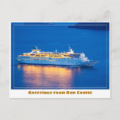 Kreuzfahrtschiff bei Sonnenuntergang Postkarte (Vorderseite)