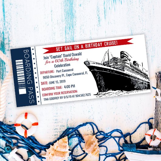 Kreuzfahrtschiff Boarding Pass Geburtstag Einladun Einladung