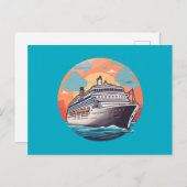 Kreuzfahrtschiff bunt postkarte (Vorne/Hinten)