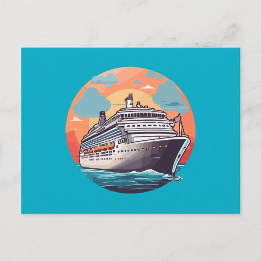Kreuzfahrtschiff bunt postkarte (Vorderseite)