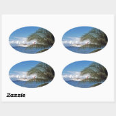 Kreuzfahrtschiff "Carnival" auf der Insel Grand Ca Ovaler Aufkleber (Blatt)