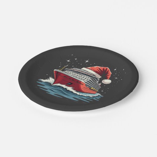 Kreuzfahrtschiff für Familien - Weihnachten Pappteller (Schrägansicht)