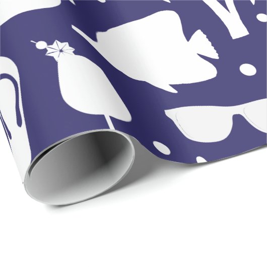 Kreuzfahrtschiff Gemustert Navy Blue und White Geschenkpapier (Rolleneckpunkt)