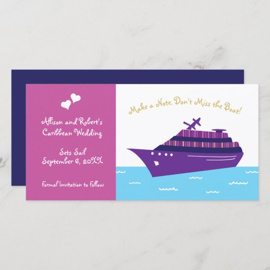 Kreuzfahrtschiff Hochzeit Save The Date (Vorne/Hinten)