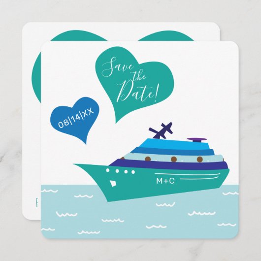 Kreuzfahrtschiff Hochzeit Speichern Sie die Datums Save The Date (Vorne/Hinten)