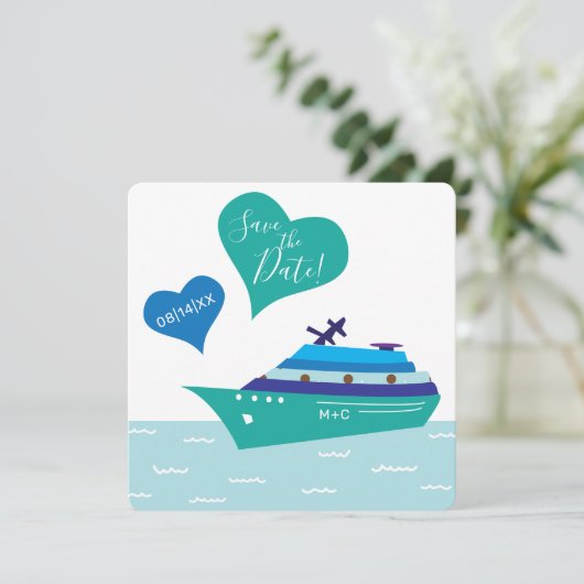Kreuzfahrtschiff Hochzeit Speichern Sie die Datums Save The Date (Stehend Vorderseite)