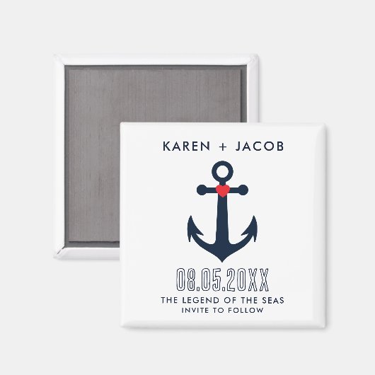 Kreuzfahrtschiff Hochzeitsanker Save the Date Magnet (Vorderseite/Rückseite)