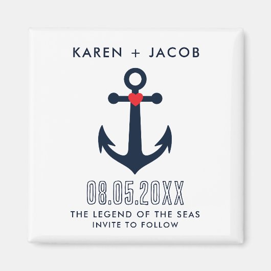 Kreuzfahrtschiff Hochzeitsanker Save the Date Magnet (Vorne)