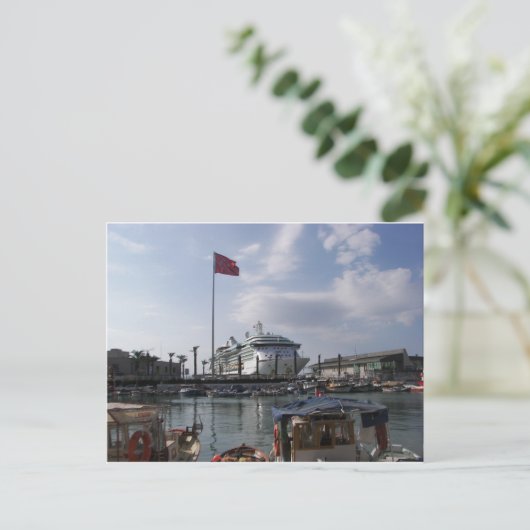 Kreuzfahrtschiff im Hafen Postkarte (Stehend Vorderseite)