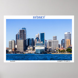Kreuzfahrtschiff im Hafen von Sydney Poster