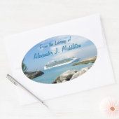 Kreuzfahrtschiff im Personalisierten CocoCay-Buchz Ovaler Aufkleber (Umschlag)