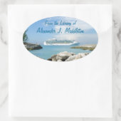 Kreuzfahrtschiff im Personalisierten CocoCay-Buchz Ovaler Aufkleber (Tasche)