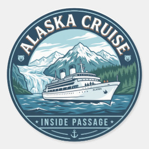 Kreuzfahrtschiff in Alaska Runder Aufkleber